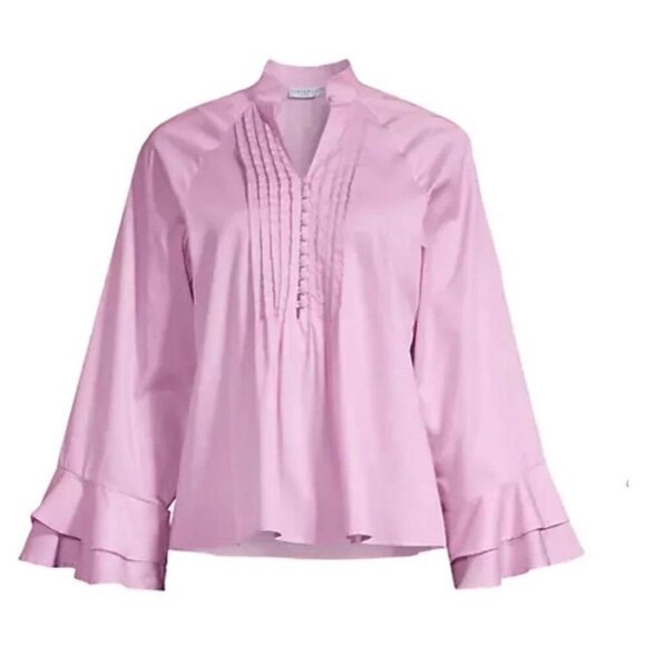 Harshman Women’s Nagisa Popover Orchid Lilac Blouse Size Large Bell Sleeves - Picture 1 of 10